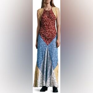 RAG & BONE floral patchwork crepe maxi dress size medium